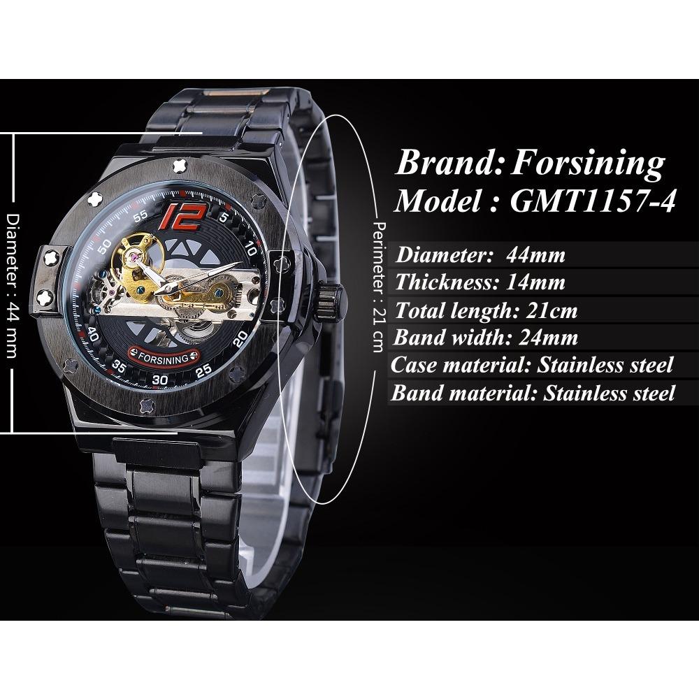 Forsining Men's Fashion Casual Waterproof Tourbillon Automatic Mechanical Watch GMT1157-4-W