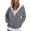 Hooded Women Coat Autumn Winter Warm Casual Fleece Zipper Lamb Cardigan