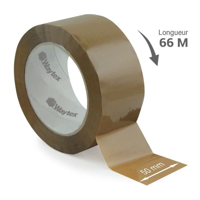 Ruban adhésif d'emballage - waytex - 930707 - largeur 50mm - longueur 66m - pack de 6 rouleaux