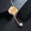Luxury temperament dumb gold brooch female morrow plant pearl flower pin suit simple brooch with jewelry