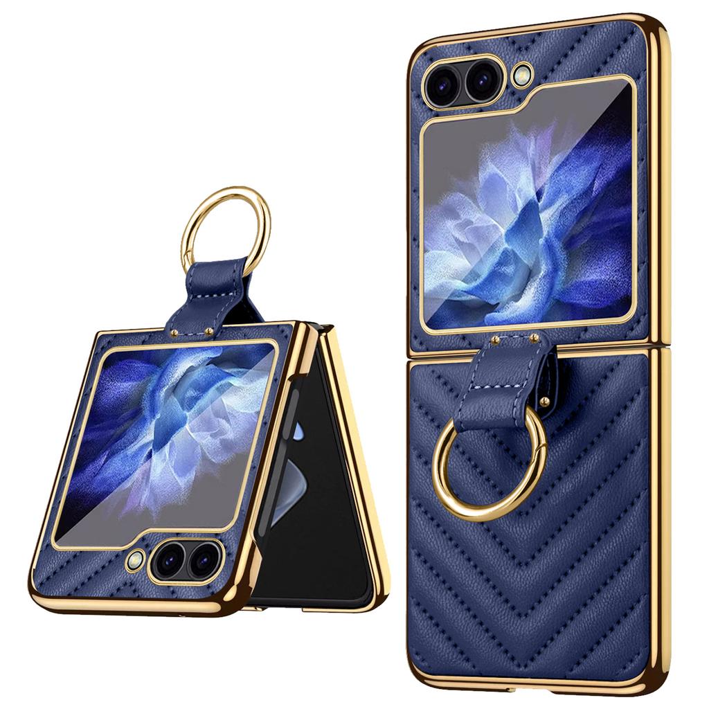 Für Samsung Galaxy Z Flip7 FE 5G/Z Flip6 5G Hülle V-förmiges Muster Ständer PC Handyhülle