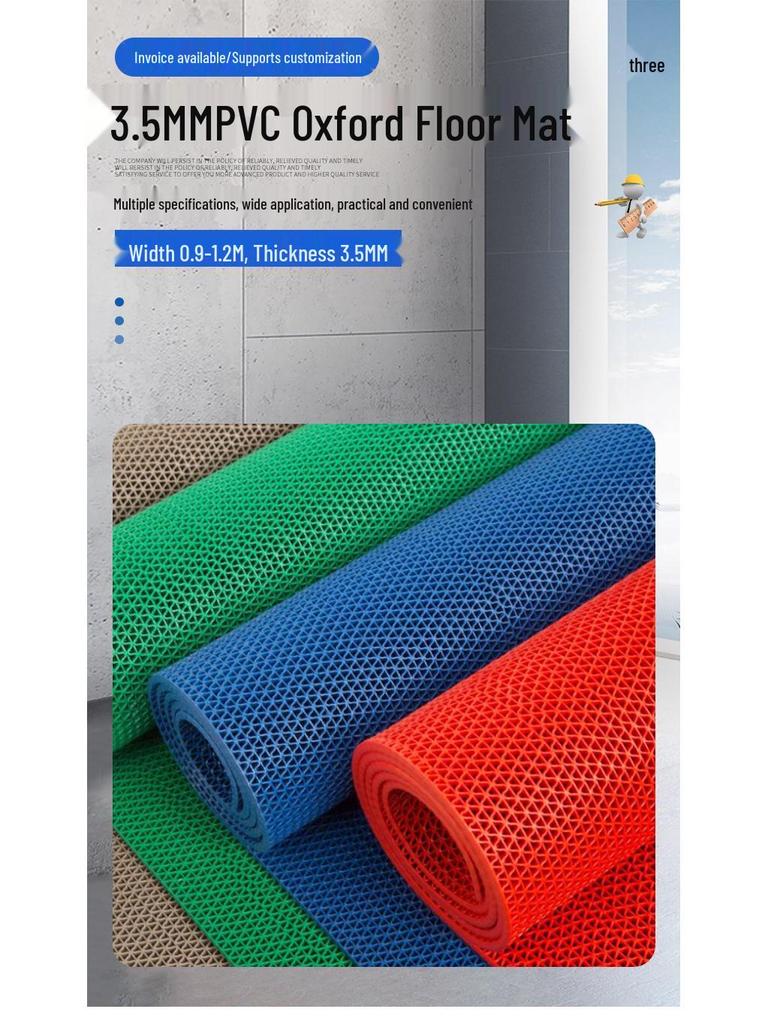 3.5mm Non-Slip Waterproof PVC Mesh Floor Mat for Bathroom, Toilet, Outdoor & Pool Areas