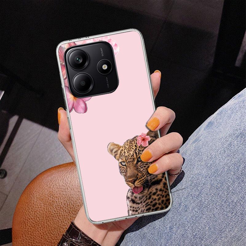 Pink Leopard Print Phone Case For Xiaomi Redmi Note 15 14 13 12S 12 11 Pro Plus 14S 11S 11E 10 10S 11T 5G Personalized Cover Red