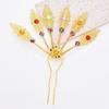 Traditional Thai Peacocks Leaf Hair Decoration Alloy Hair Accesories with Rhinestones Hairpieces for Special Occasion