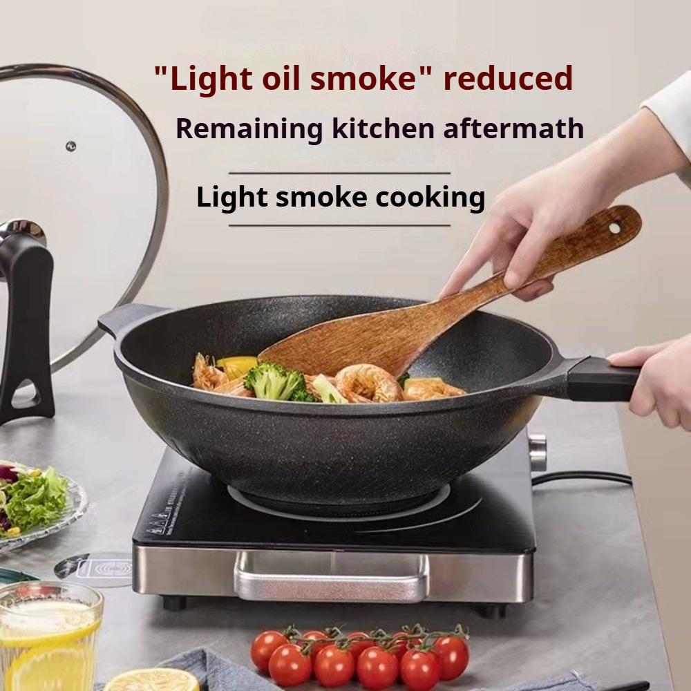 KOSUN Nonstick Wok with Lid Gas Stove Induction Cooker Universal Flat Pan Chefs Pans for Household Cookware Kitchen Frying Pan