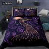 Peacock Duvet Cover Plum Blossom Decor Bedding Set King Size Crane Peacock Feather Floral Pattern Romantic Polyester Quilt Cover  Three-piece Set