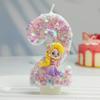 Creative Styling Cartoon Rapunzel Digital Candle Birthday Cake Decoration Colorful Sequin Candle