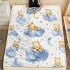 1pc Bohemian Bear & Cloud Blanket - Quilted Soft Breathable Cooling Bedspread, Cute Bear Cloud Animal Print Suitable for S, All-Season Cozy