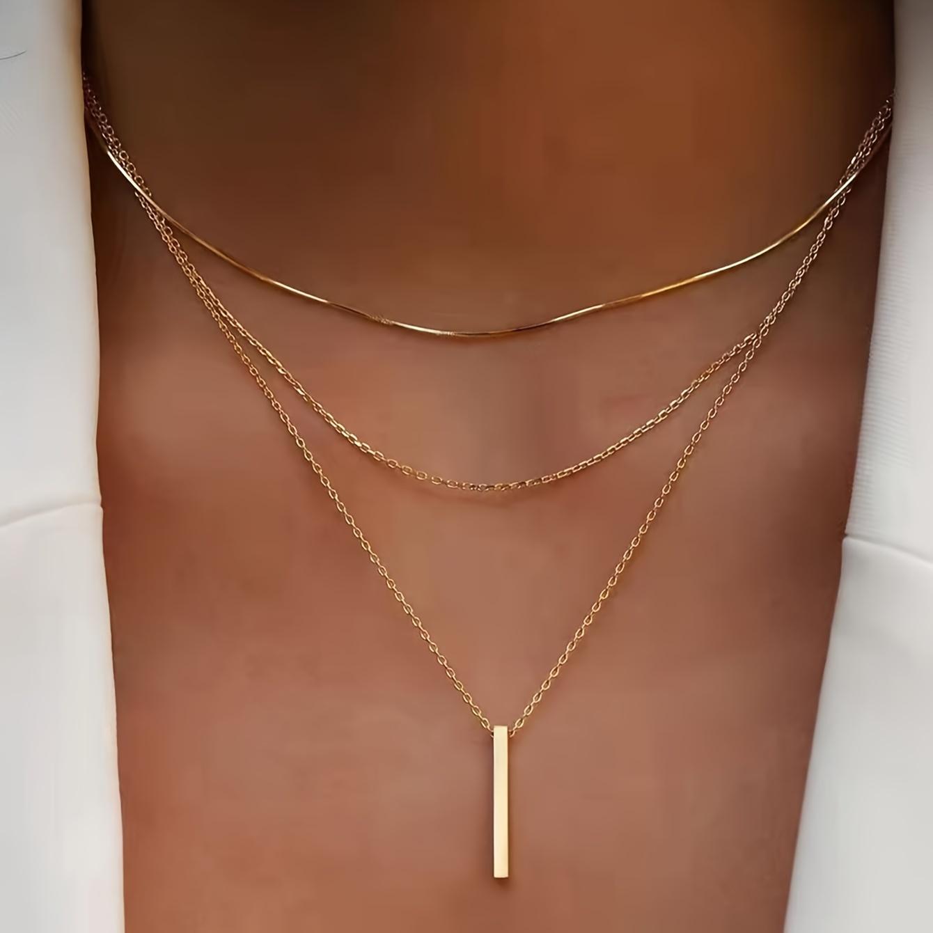 

1шт Многослойное ожерелье-цепочка Элегантное ювелирное украшение на шею для женщин Повседневная одежда