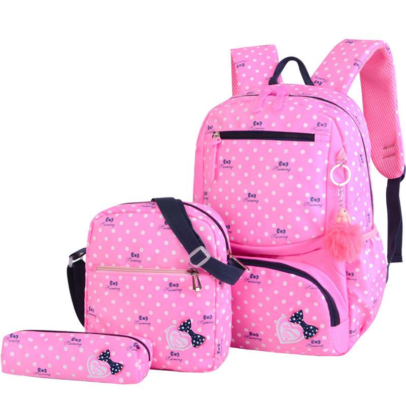 3pcs/set Printing School Bags Backpacks Schoolbag Fashion Kids Lovely Backpack for Children Girls School Bag Student
