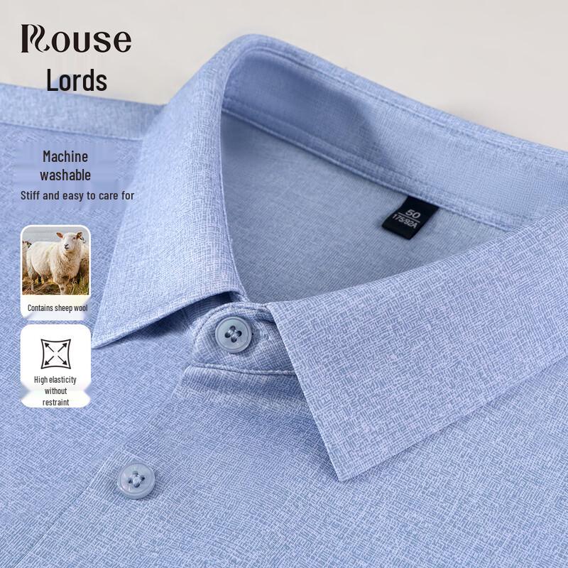 Luozi Men s Easy Care Business Casual Long-Sleeve Shirt 56