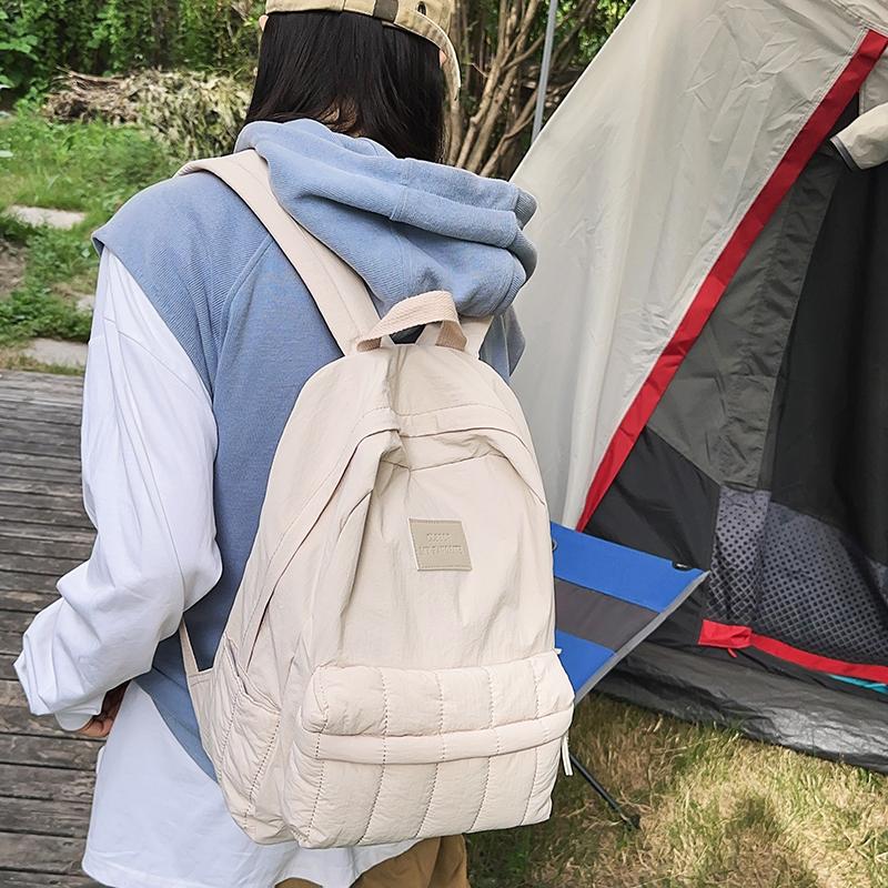 Student School Bag Men's Solid Color Backpack Women's Large Capacity Backpack