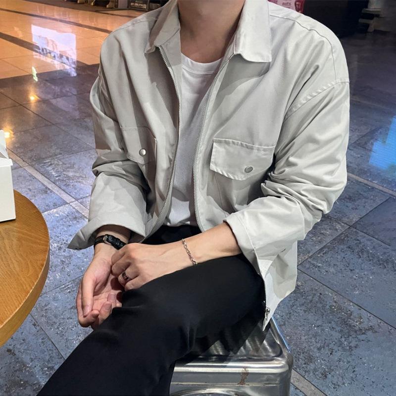 Workwear Lapel Jacket Men's Spring New Loose Jacket Korean Style Trendy Retro Top