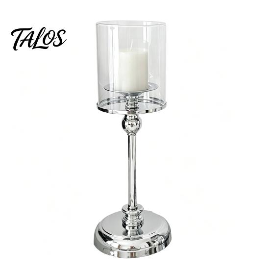 Talos Glas Kerzenhalter, Europäischer Stil Säulen Metall Hoher Kerzenständer für Kerzen und Teelichter, Romantische Tischmitte Hochzeit Party Heimdekoration