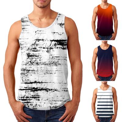Heren Casual Mode Zomer Bedrukt Ronde Hals Mouwloos Sport Vest Top Blouse