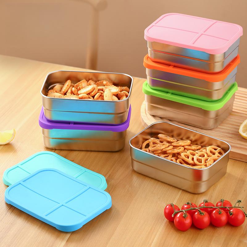 720ML Stainless Steel Lunch Box with Leak Proof Silicone Lids for Secure Meal Storage and Travel Friendly Snack Containers