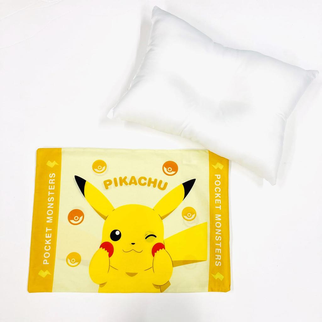 MORIPiLO Pillow Pokemon Design Cotton Pillowcase Low Height 28x39cm Pikachu Wink Children's - - 100% (Skin-Friendly) - Approx. (Pokemon Yellow)