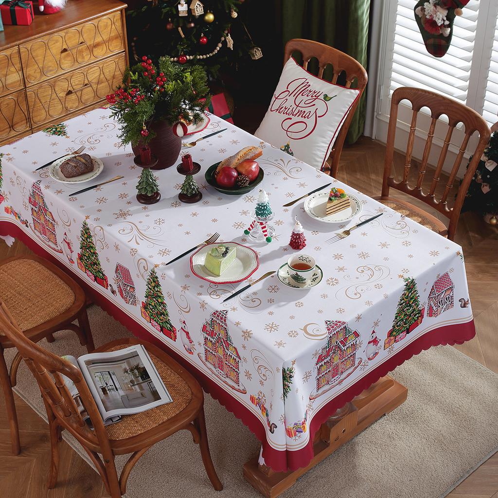 New Christmas Table Cloth Printed Rectangular Home Living Room Table Cloth Festive Party Atmosphere Beautification Decoration