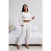 Spring Autumn Solid Color Simple Fashion Long Sleeve Crop Top Loose Casual Elastic Waist Pants Suit Women Set