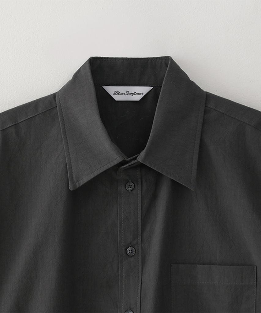 Beullusseonpeullawo Semi-Crop Formal Short Sleeve Shirt [Charcoal]
