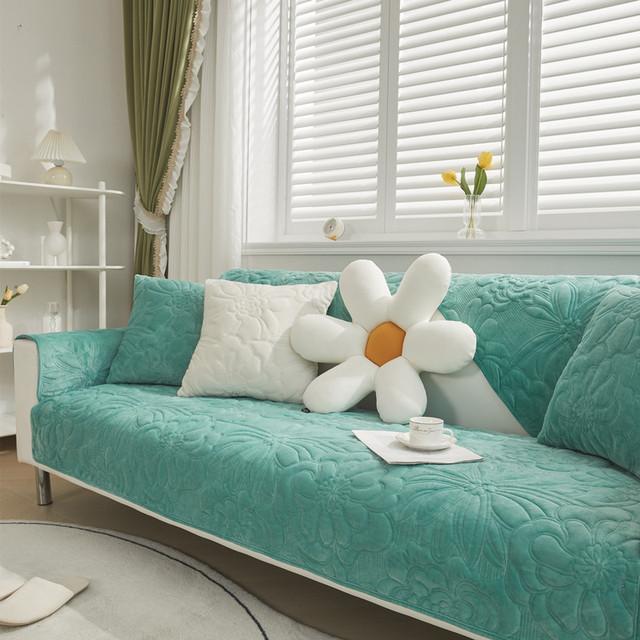 Thickened Plush Sofa Cushion Cover Floral Pattern Non -Slip Pet Kids Dog Couch Towel Mat For Living Room Backrest Armrest Covers