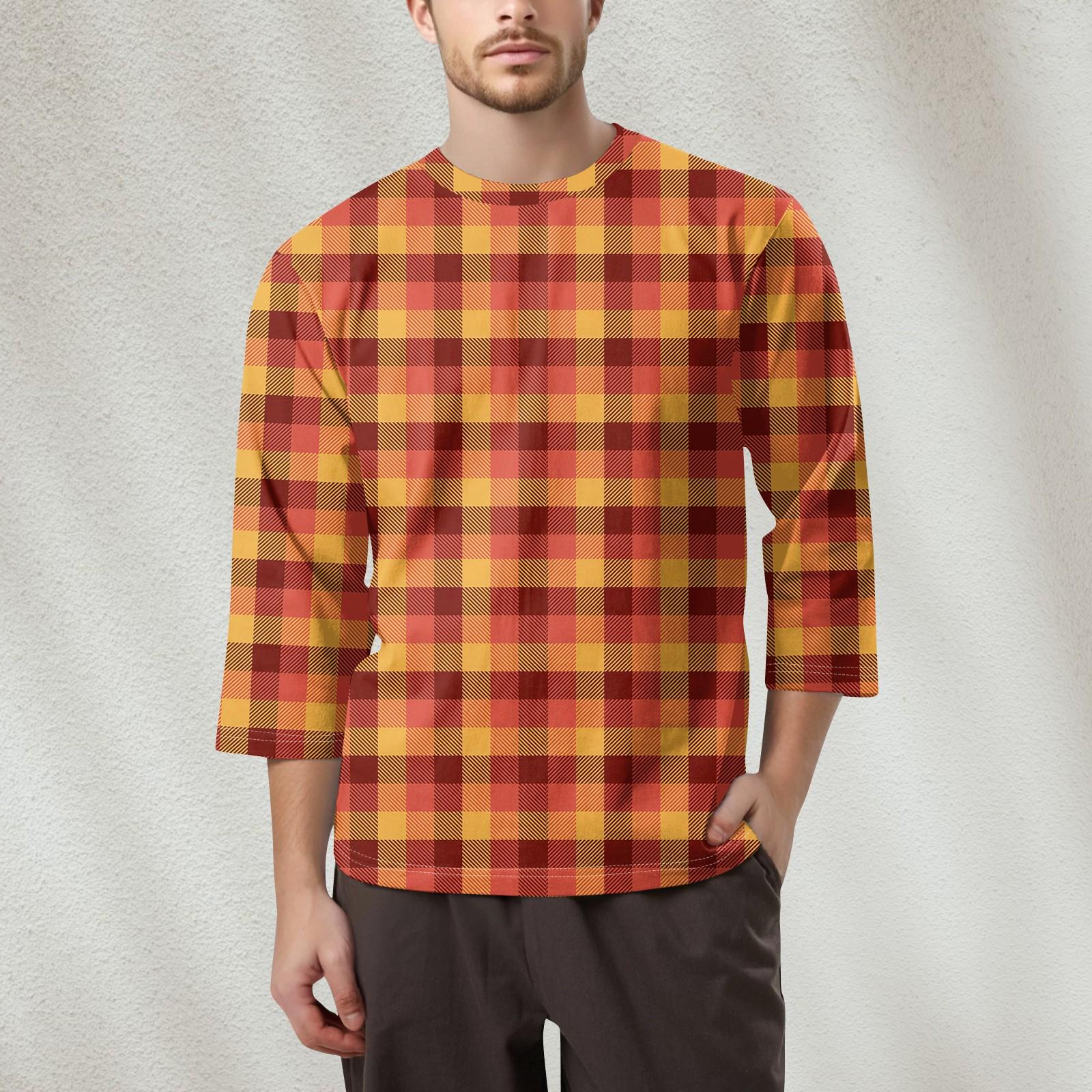 

Мужская модная футболка с круглым вырезом и рукавом 3/4 S жёлтый