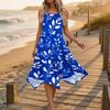 Women Casual Sleeveless Floral Print Dress Round Neck Irregular Hem Mid Length Summer Dress Lightweight Comfortable Fabric