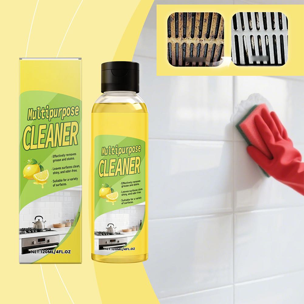 120ml Multi-purpose Kitchen Cleaner Powerful Cleaning Grease Stain Remover Lemon  Light Fragrance No Residue No Irritation
