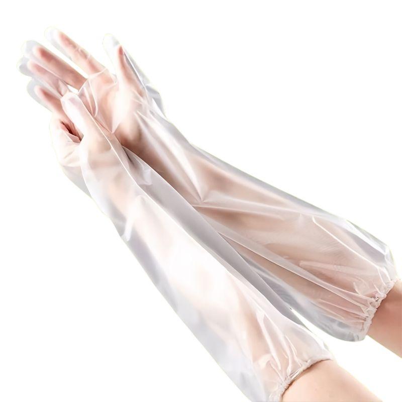 10 Stück Einweg-Schutzhandschuhe mit Kordelzug, verlängerte Version, langlebig, nah an der Hand, wasserdicht, verdickt, verschleißfest