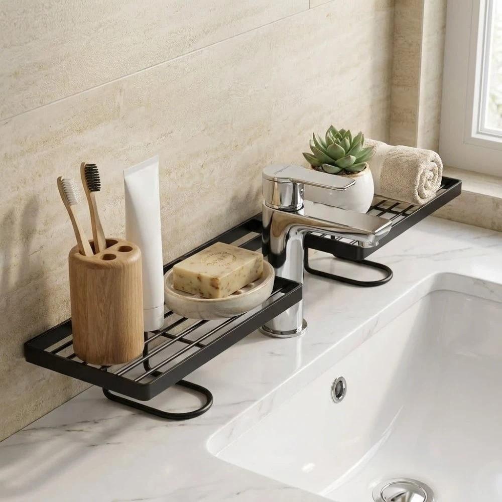 Water Drainage Faucet Storage Shelf Mesh Design Cosmetics Organizer Sink Drying Rack  Kitchen