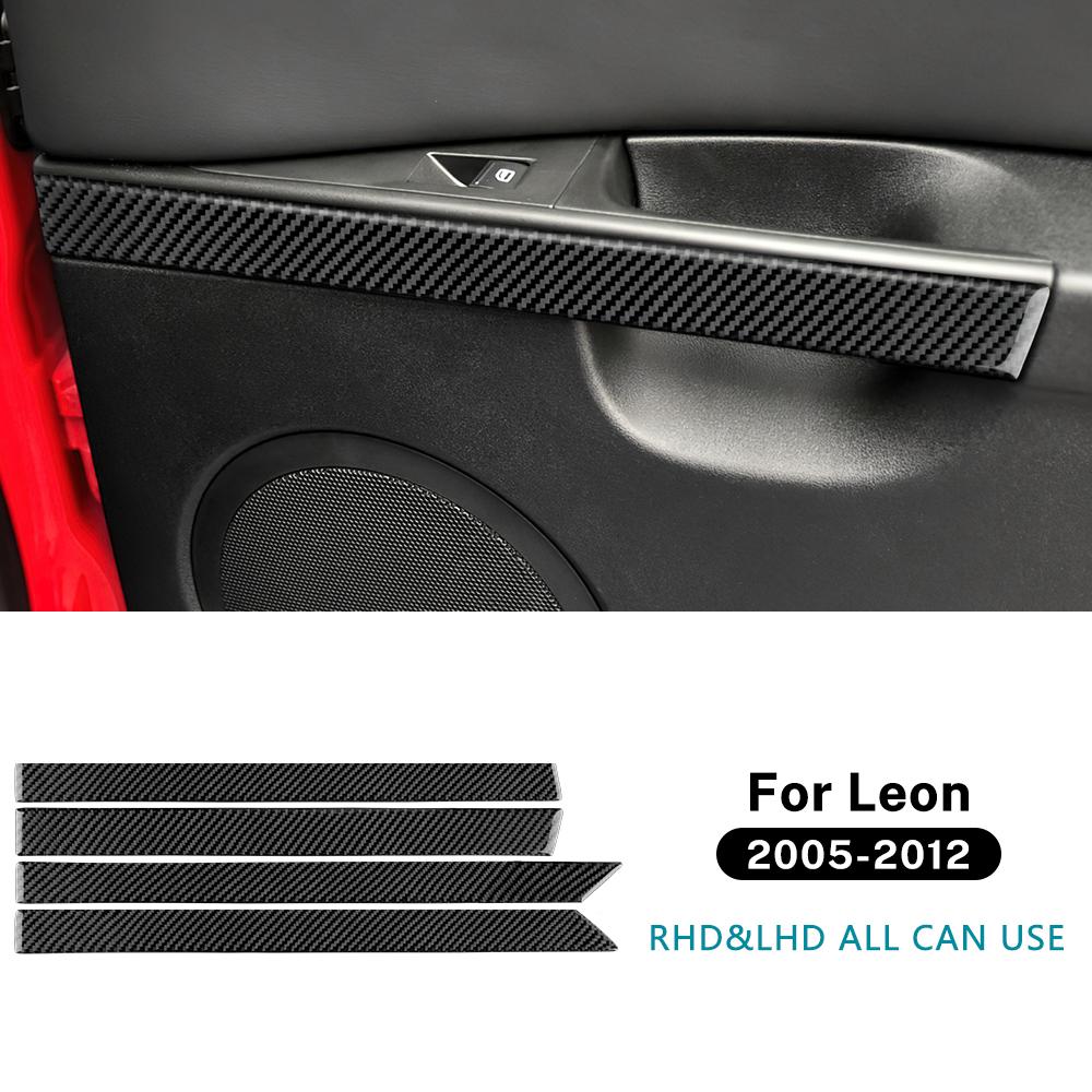 Real Soft Carbon Fiber Sticker For Seat Leon 2005 2006 2007 2008 2009 2010 2011 2012 LHD RHD Car Inner Door Panel Accessories