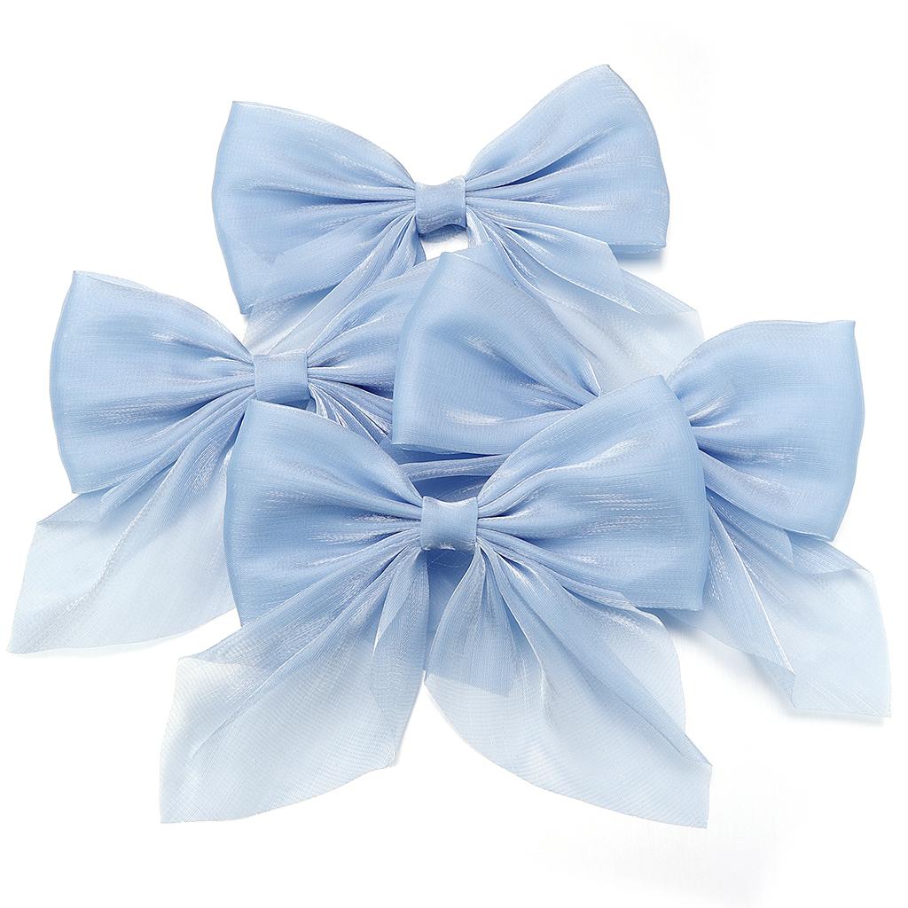 4Pcs Solid Color Chiffon Bow 12x11cm Cute Handmade Ribbon Bowknot for DIY Hairpins Hair Accessories Crafts Clothing Decoration