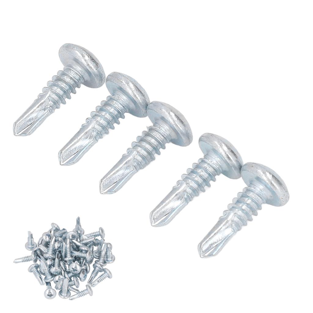 Selbstbohrende Kreuzschrauben, 4,8 x 16 mm, Kohlenstoffstahl, verzinkt, rostfrei, Bohrschrauben für Zuhause, 50 Stück