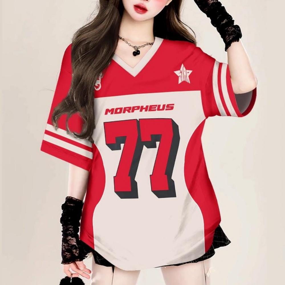 

Fashion Summer Women s T-shirt V-NECK T-shirt Digital printing T-shirts Women s clothes Sport style Flat cloth Ladies sexy top 6XL