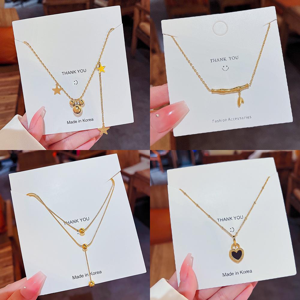 Korean 18K Gold Titanium Steel Women's Clavicle Necklace - Versatile, High-End, Non-Fading Temperament Choker.