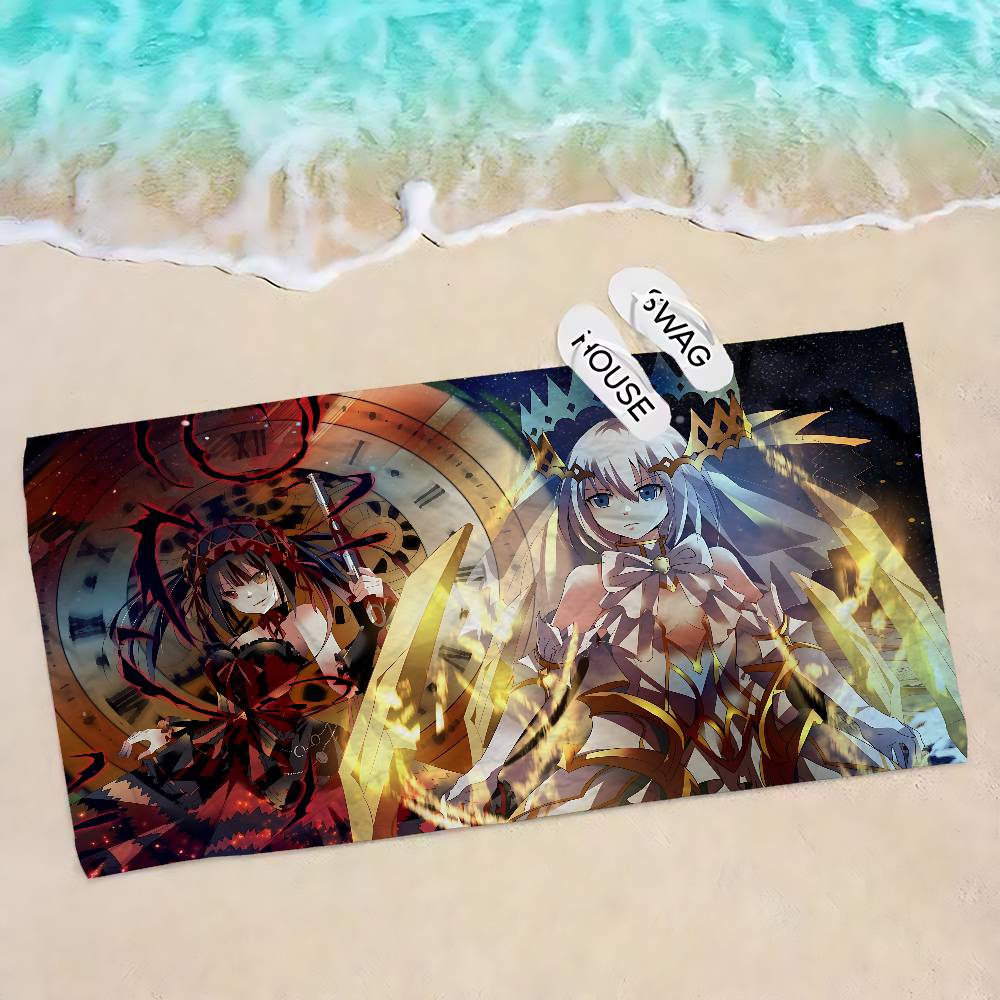 Date A Live Cartoon Microfiber Blanket Quick Drying Beach Towels Oversized Printing Super Absorbent Pool Towel Blanket