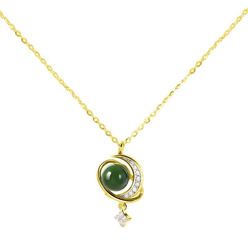 Yi Xuan Iridescent Moonstone Star & Moon Necklace - 2025 Clavicle Chain Fashion.