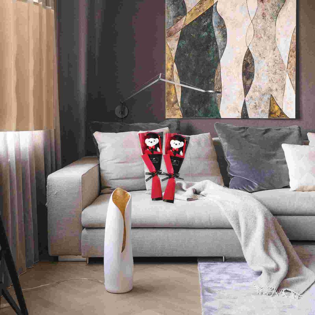 2 Pcs Flower Arrangement Graduation Bouquet Mother Mens Gifts Mini Bear Cloth Plush Decor