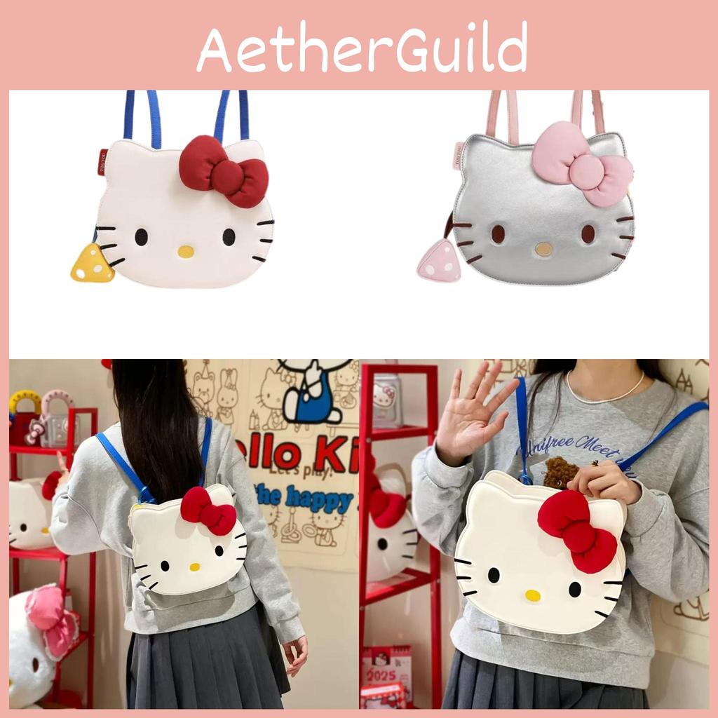 Cat Bow Red Cartoon Cute Backpack Student Leisure Bag For Use Daily