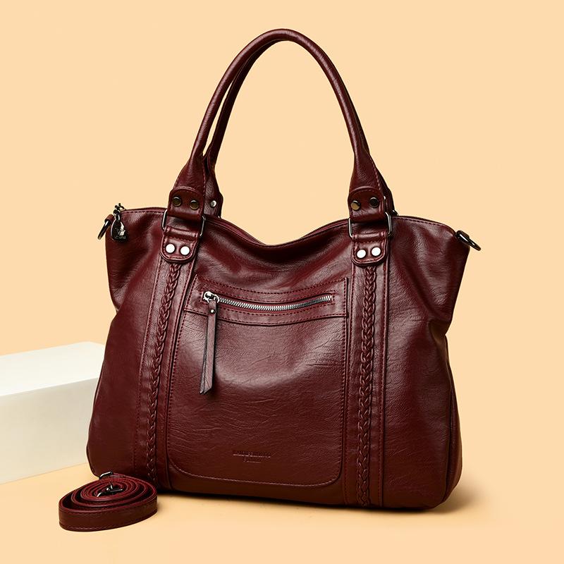 Damen Retro Motorradtasche, Ein-Schulter Umhängetasche, Tragetasche, Modische Großraumtasche