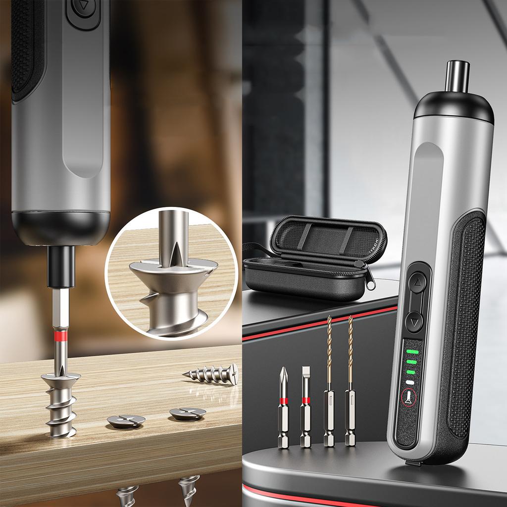 Electric Screwdriver Adjustable Speed Drill 2000mah Rechargeable Removable Replaceable Power Tool with LED Light