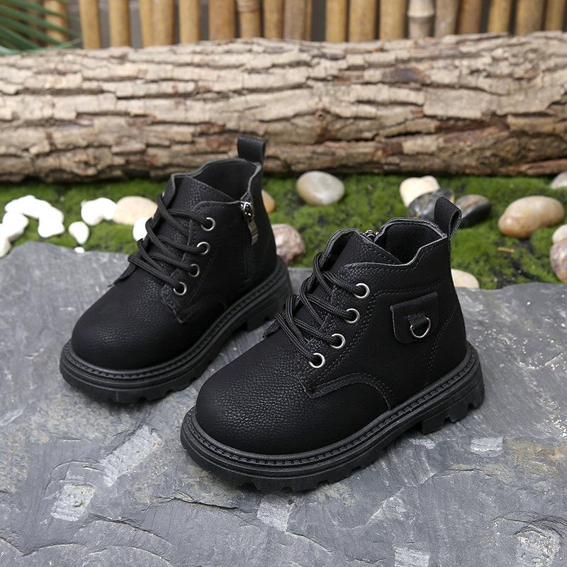 2025 autumn and winter new children's soft-soled Martin boots trendy small yellow boots men's and women's medium and children's side zipper leather bo