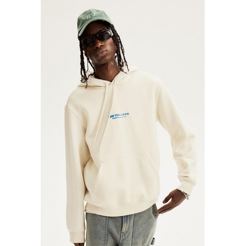 H M Regular Fit Hoodie creaM Do You See
