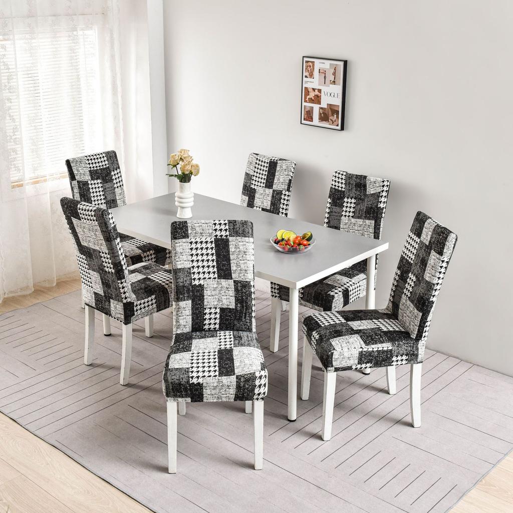 Printed Dinner Chair Cover Slipcovers Anti-Dirty Seat Cover Removable Spandex Chair Cover For Kitchen Banquet Wedding Restaurant