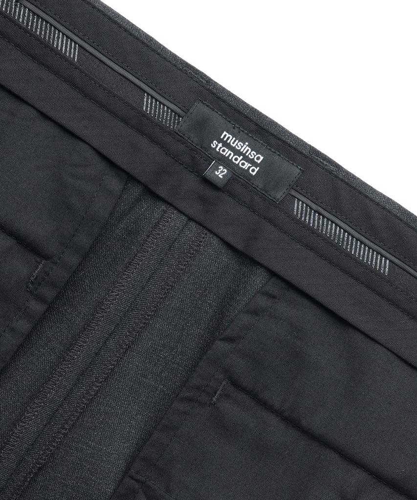 MUSINSA STANDARD Wool Tapered Hidden Banding Crop Slacks [Charcoal Gray]