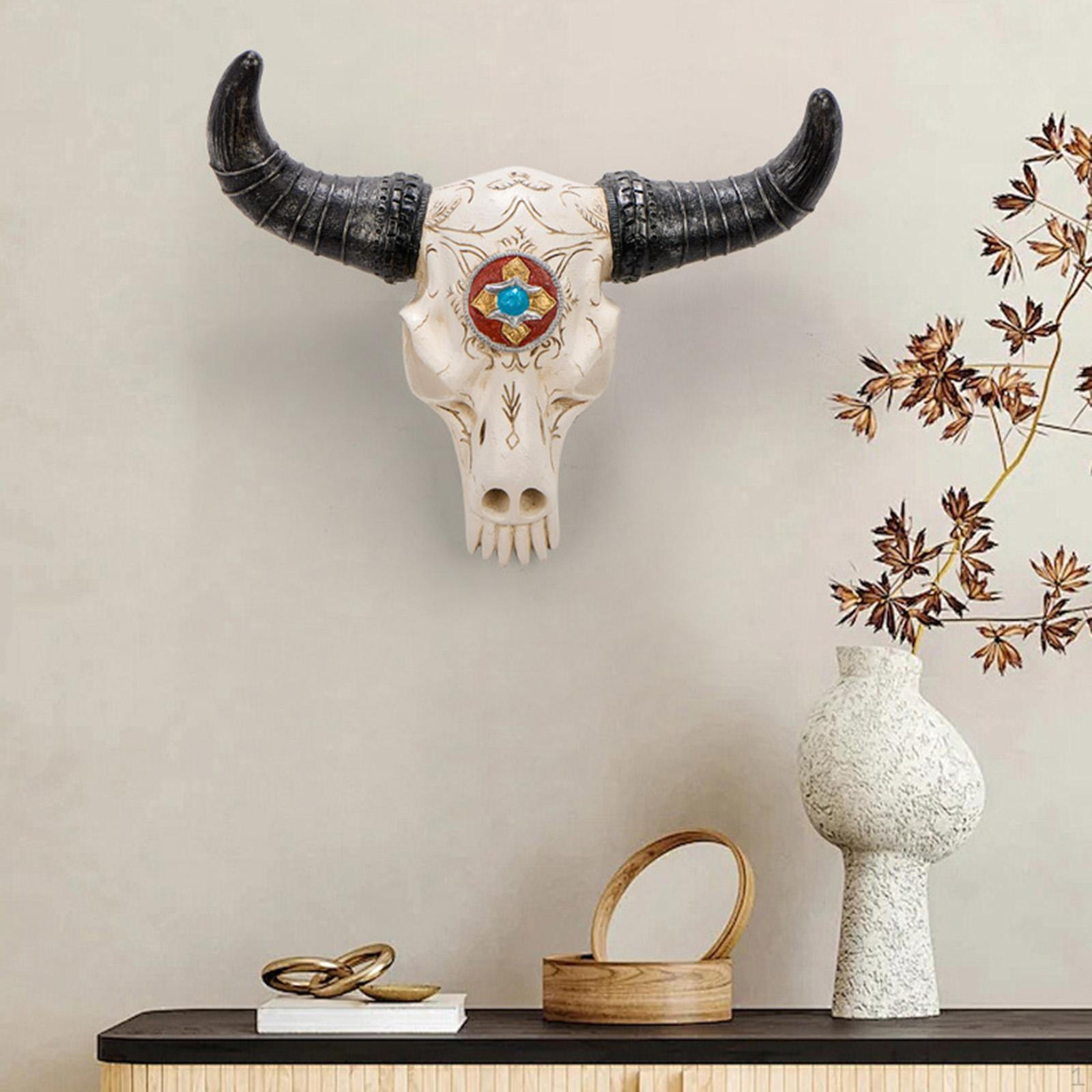 

Cow Head Wall Decor Artwork Craft Easy to Use Practical Hanging Art Home for Housewarming Silver Horns