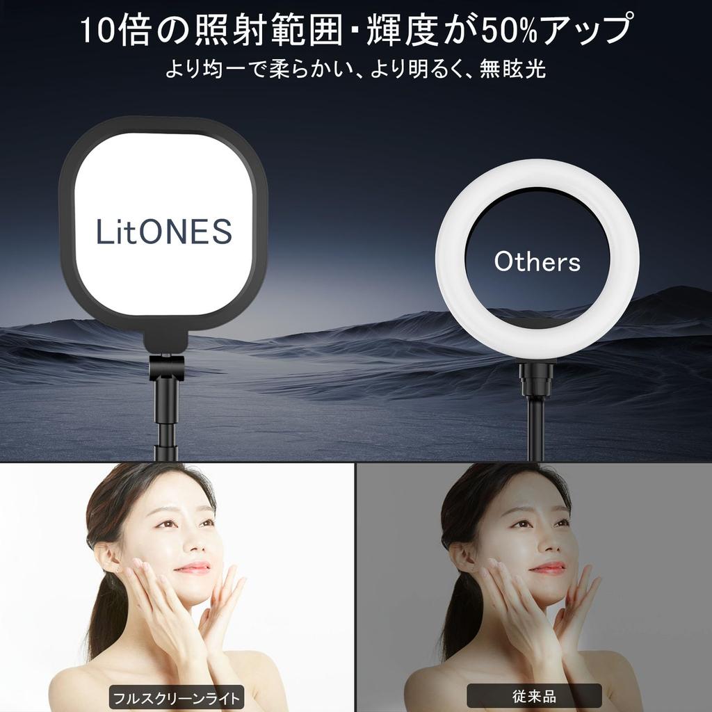 New LitONES Ring Actress Tabletop Light for Surface Low Natural Light for Web Online Zoom 30 Levels of High Color High Brightness Smartphone USB Metal