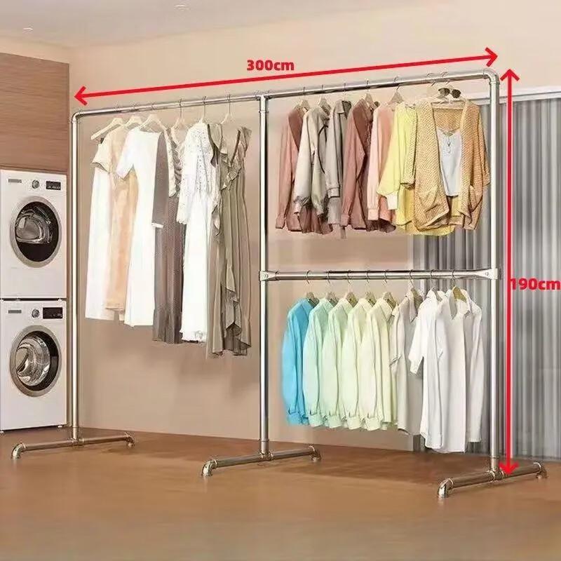 Miflame Heavy-Duty 3-Rod Movable Clothes Rack