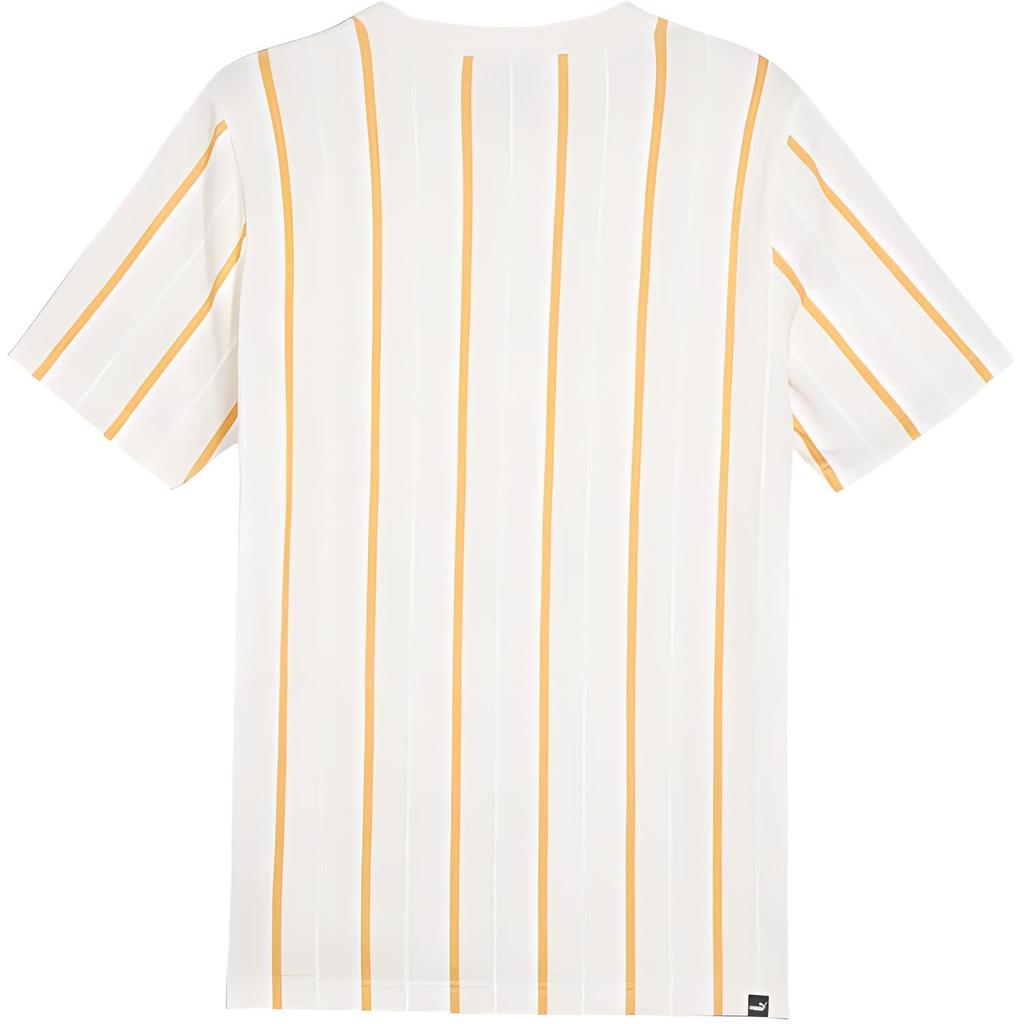 Puma Breathable Striped Logo Print Short Sleeve T-Shirt Men Tops Snow-White 682185-87