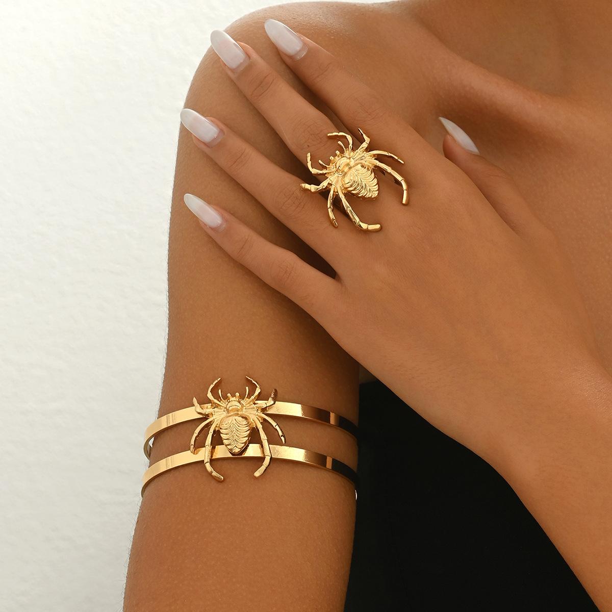 

Geometric European and American High-end Women s Bracelet Ring Set Personalized Geometric Snake Spider Design Jewelry Women